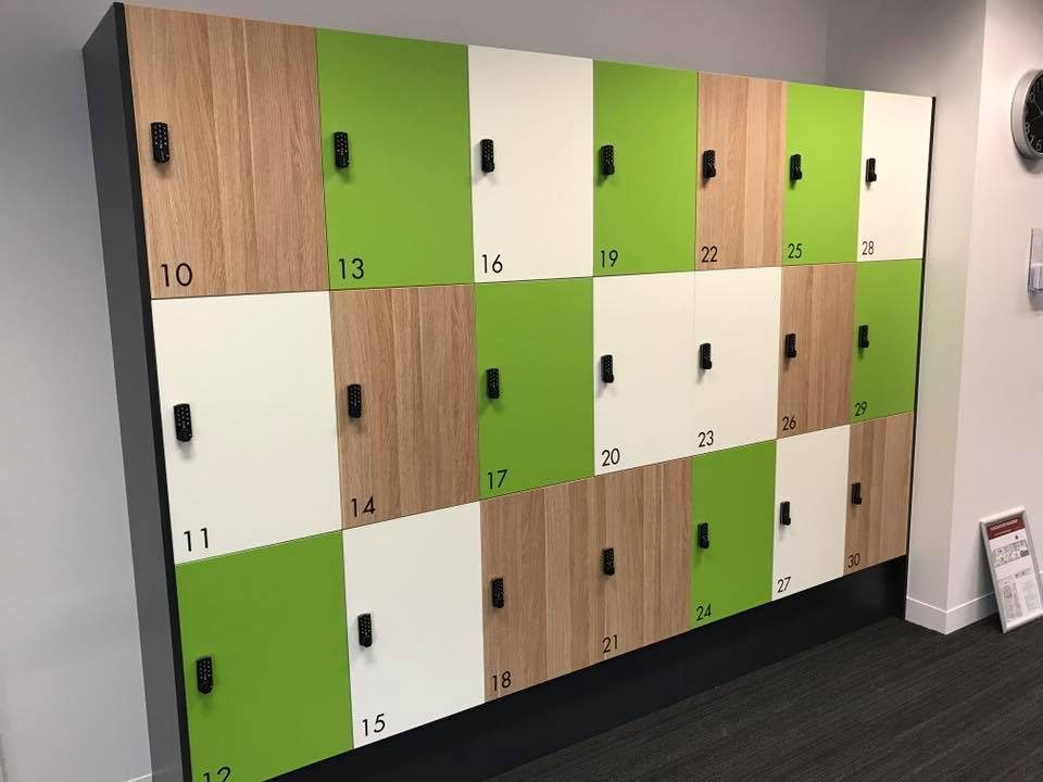 Custom timber and laminate locker bank for a commercial fit-out